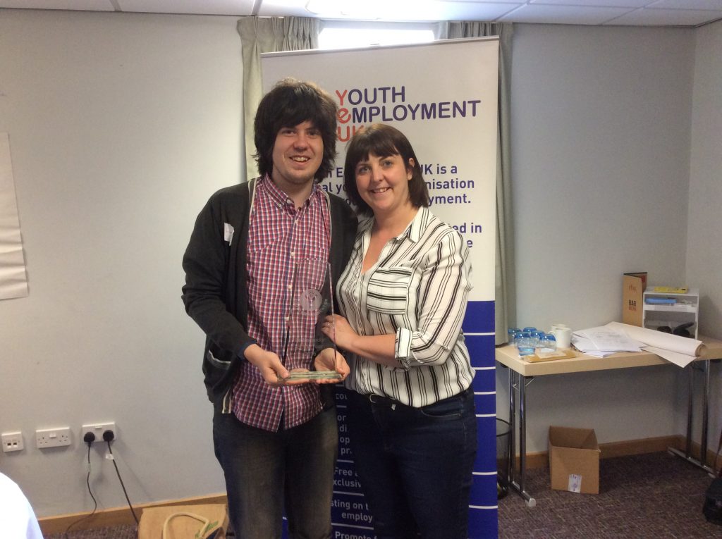 Jack with YEUK CEO Laura-Jane Rawlings after receiving his award for Ambassador of the Year 2015